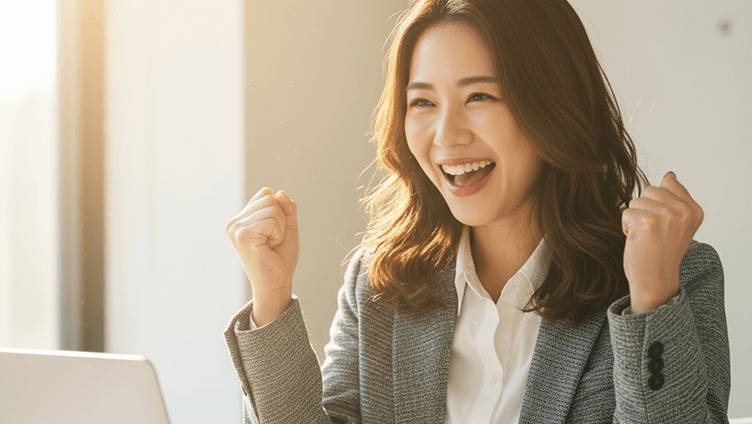 ガッツポーズの受講生